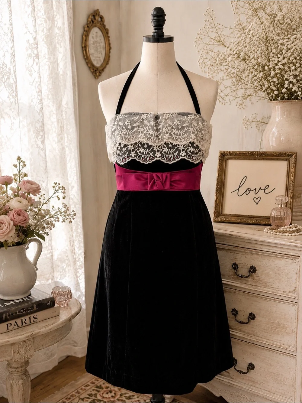 pink halter floral dress Pink Floral Tulle Prom Dresses 2025 Tiered Halter Neck Formal Gown wit –  Viniodress